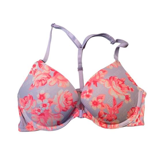 Pink Victoria’s Secret Wear Everywhere Push Up Bra Floral Size 32B - Picture 1 of 8
